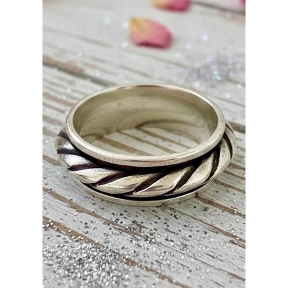 Vintage Doinner Ring Sterling Silver Rope Design Size 7.25 - Picture 1 of 3